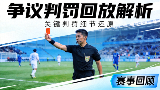 争议判罚回放解析封面，主裁判在球场上做出判罚手势